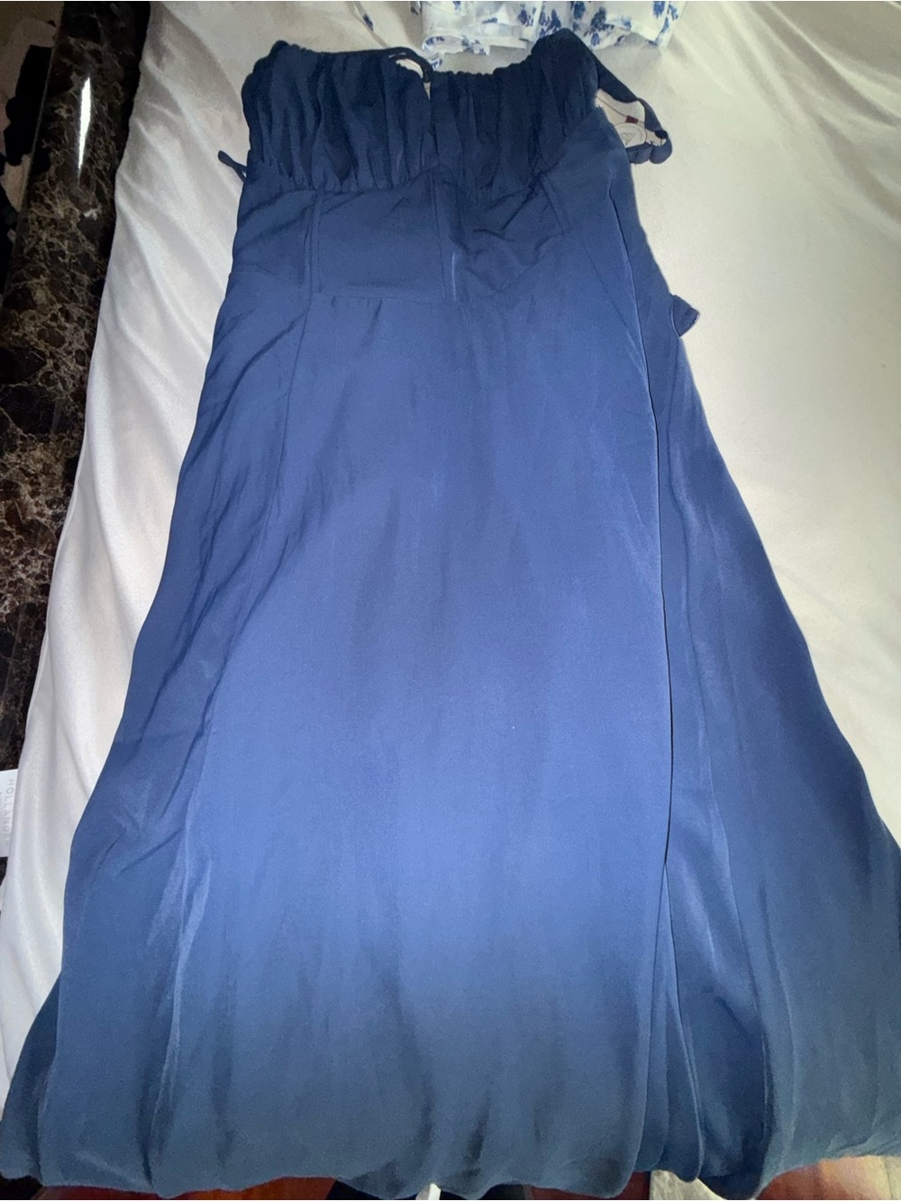 Navy Blue Strapless Maxi Dress